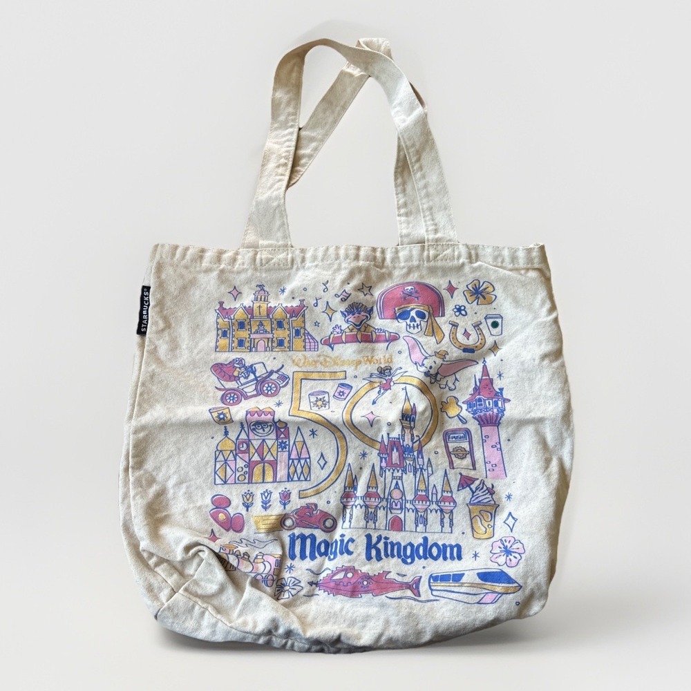 Walt Disney World 50th Starbucks Been There Magic Kingdom Canvas Tote Bag